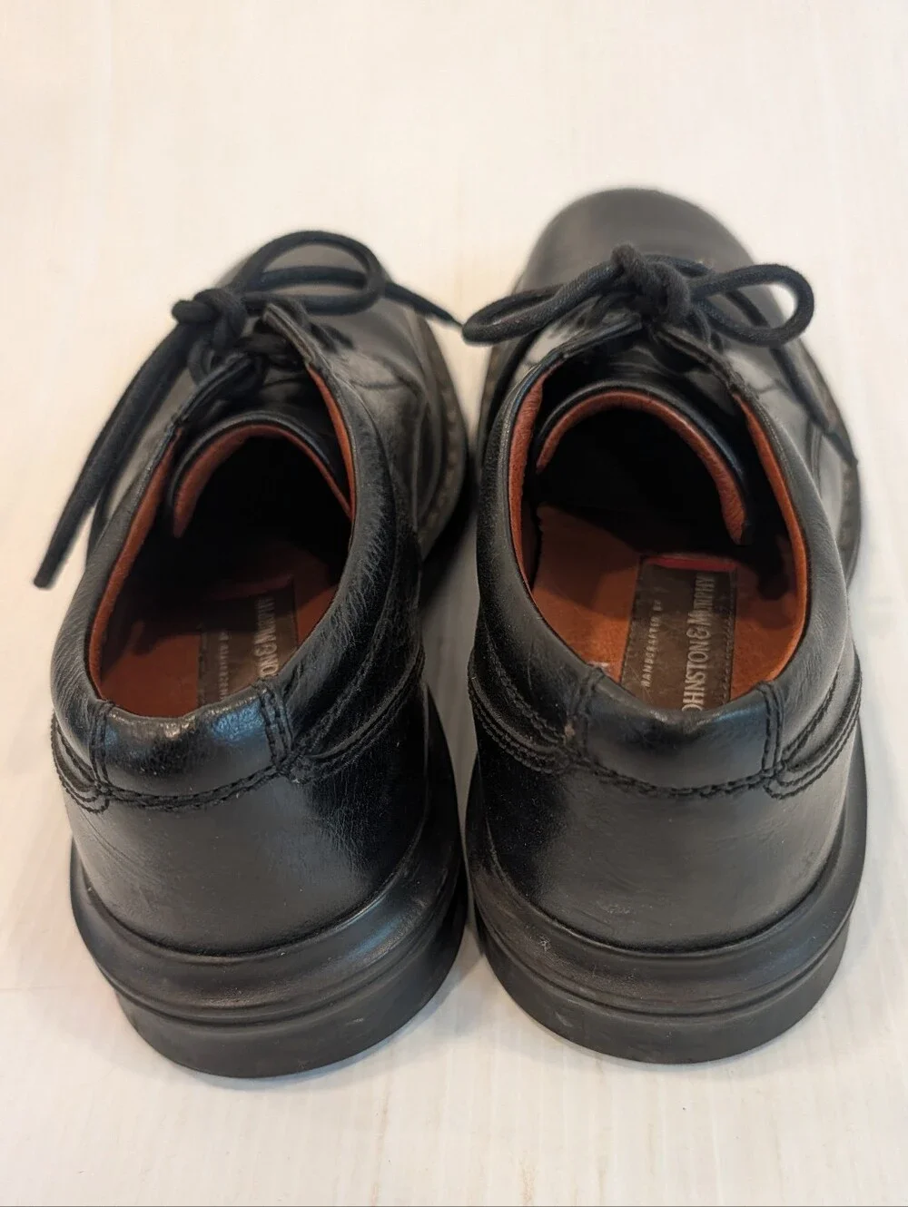 JOHNSTON & MURPHY Men's Classic Black Leather Lace-Up Derby Dress Shoes Size 7